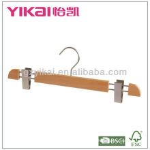 High grade beech wooden hanger with metal clips